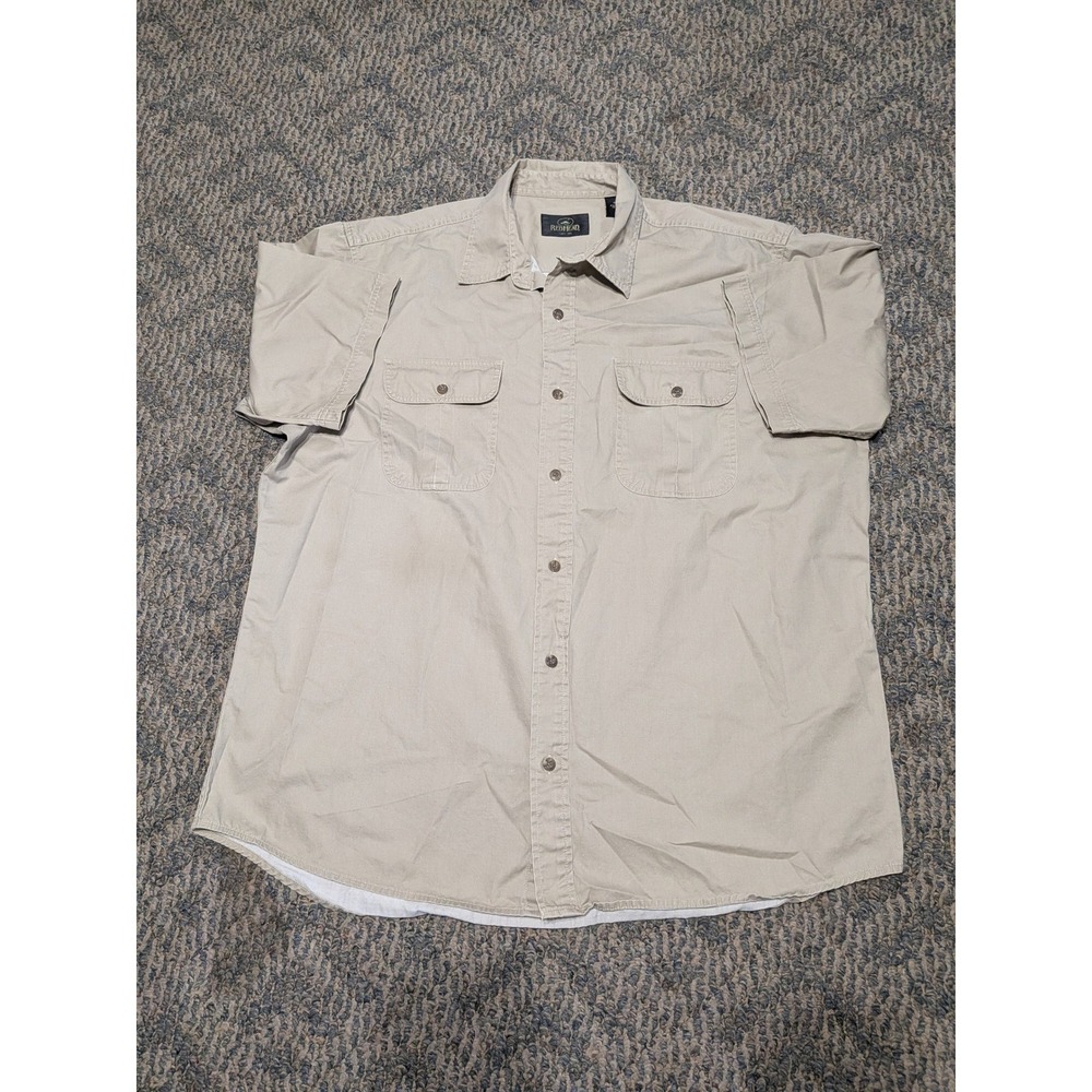 RedHead Mens XL Khaki Tan Short Sleeve Button Down Cotton Twill Work Shirt